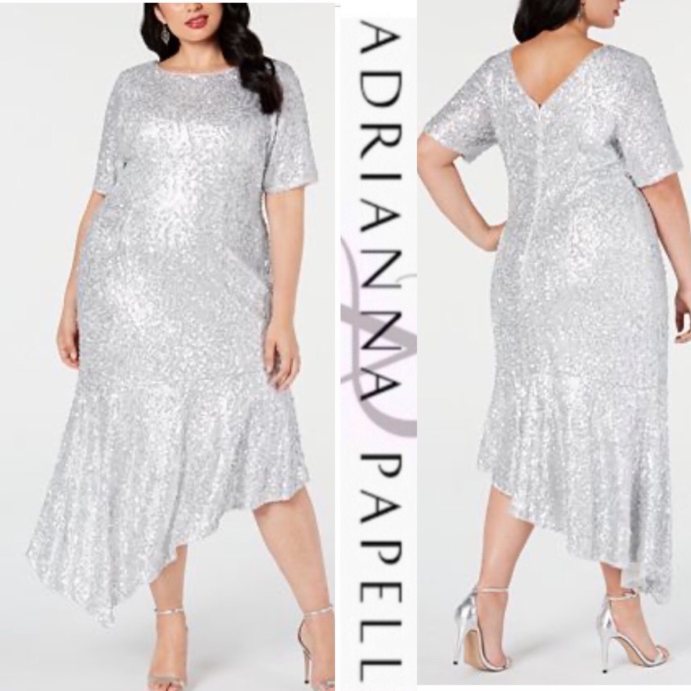 Adrianna Papell sequin asymmetrical Dress